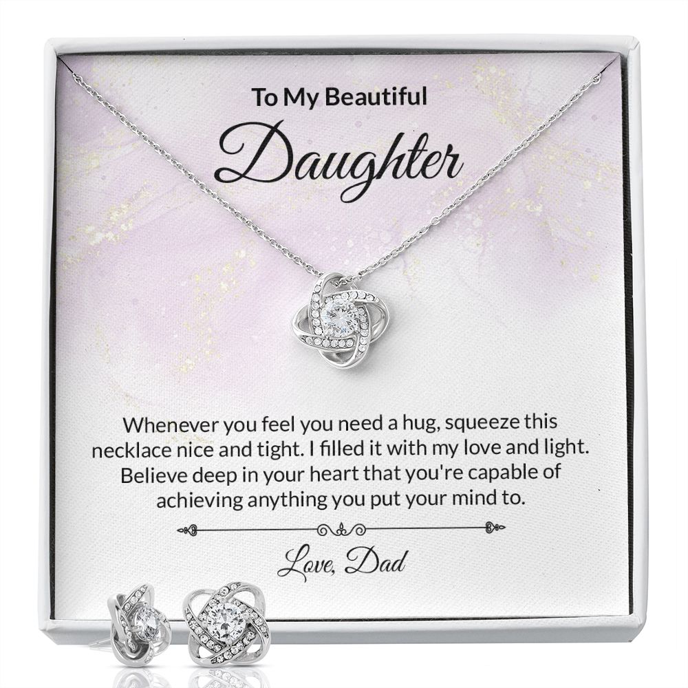 Daughter Knot Necklace and Earring Set-[Heartfelt Family Gift]