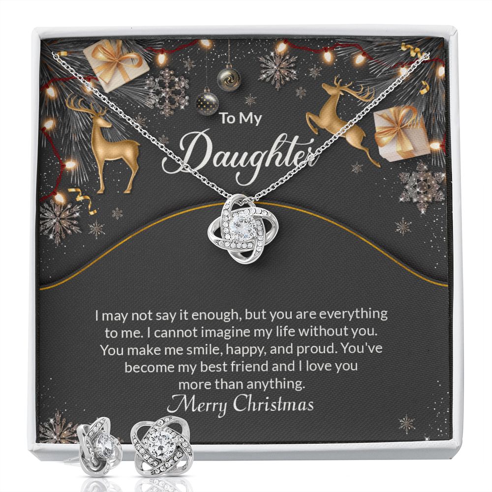 Daughter Knot Necklace and Earring Set-[Heartfelt Family Gift]
