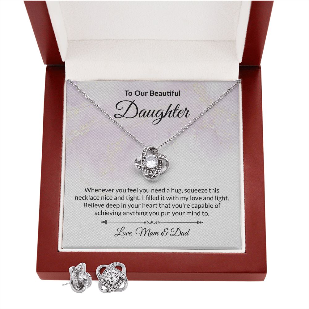 Daughter Knot Necklace and Earring Set-[Heartfelt Family Gift]