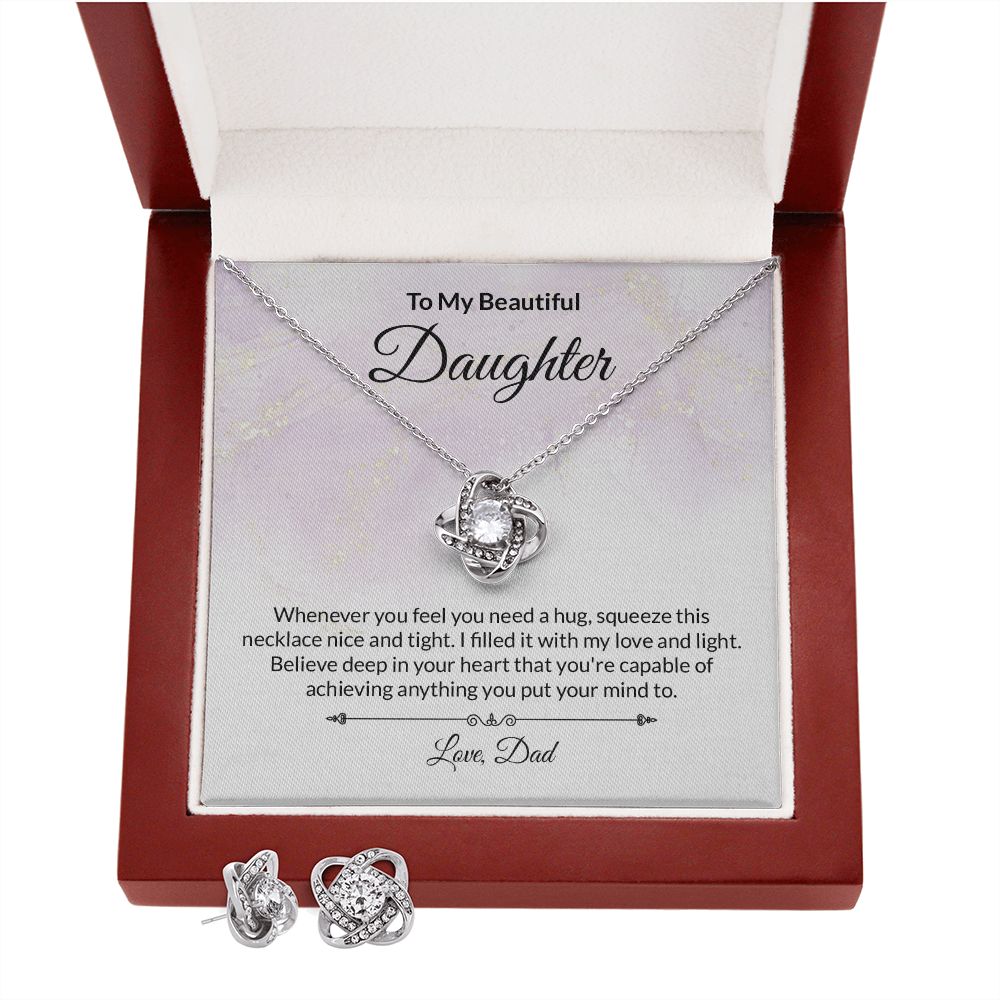 Daughter Knot Necklace and Earring Set-[Heartfelt Family Gift]