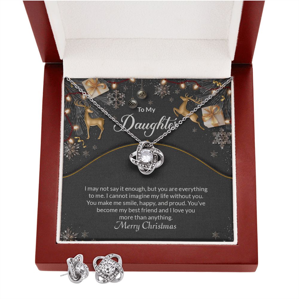 Daughter Knot Necklace and Earring Set-[Heartfelt Family Gift]