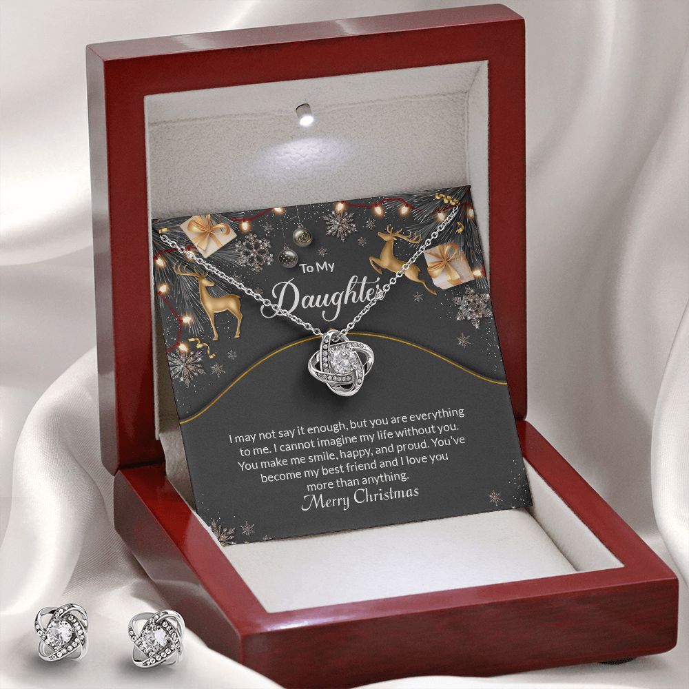 Daughter Knot Necklace and Earring Set-[Heartfelt Family Gift]