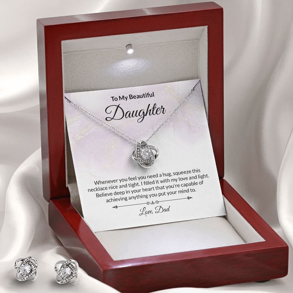 Daughter Knot Necklace and Earring Set-[Heartfelt Family Gift]