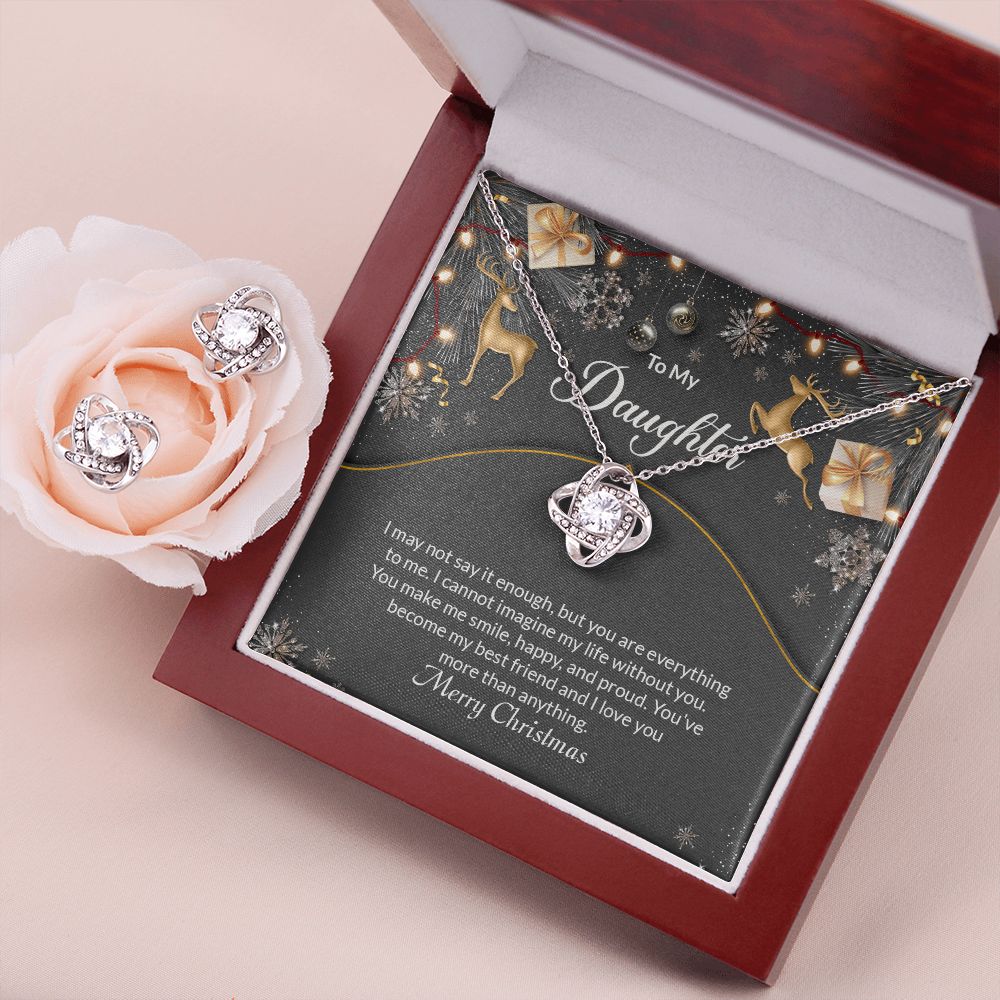 Daughter Knot Necklace and Earring Set-[Heartfelt Family Gift]