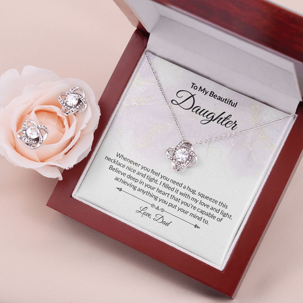 Daughter Knot Necklace and Earring Set-[Heartfelt Family Gift]