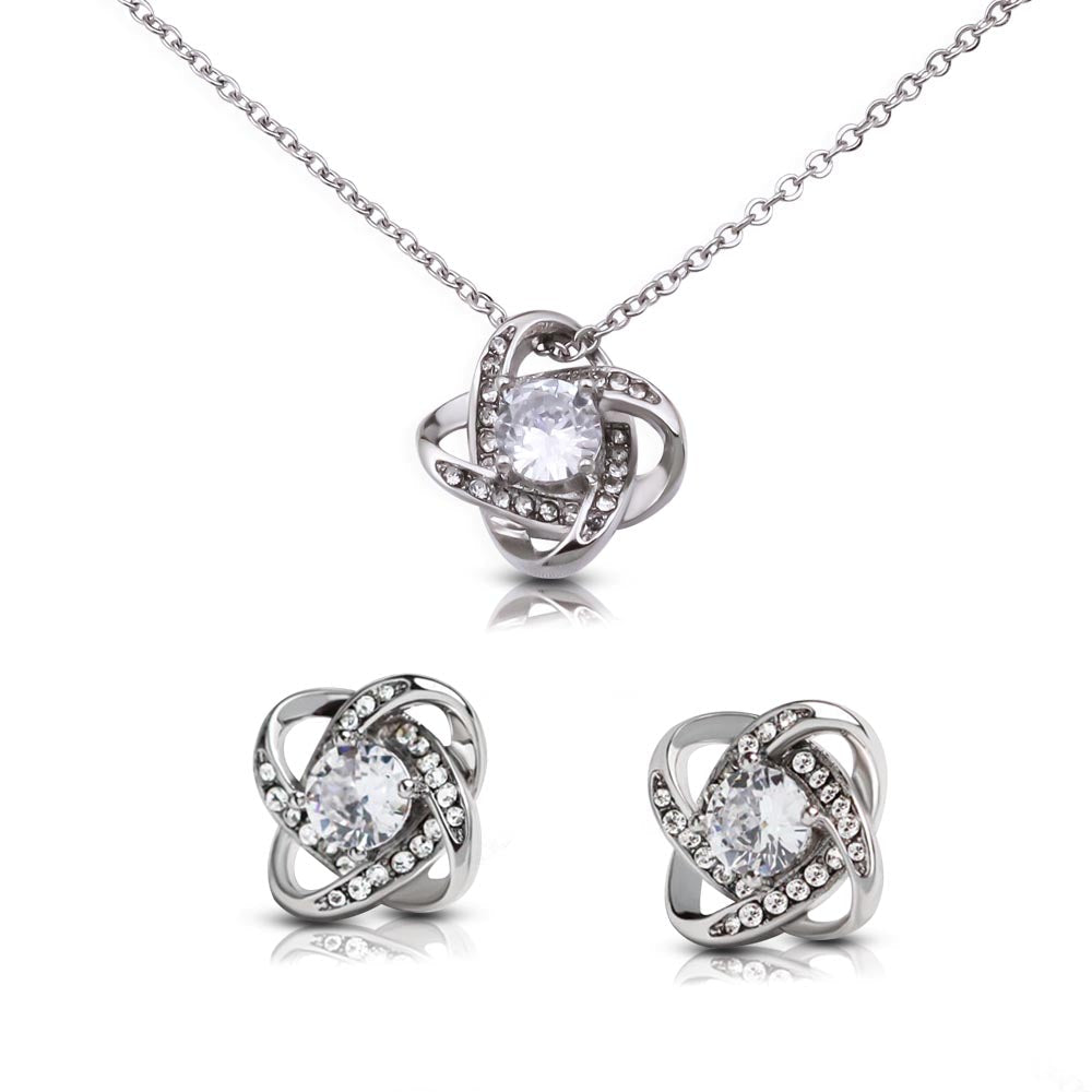 Daughter Knot Necklace and Earring Set-[Heartfelt Family Gift]