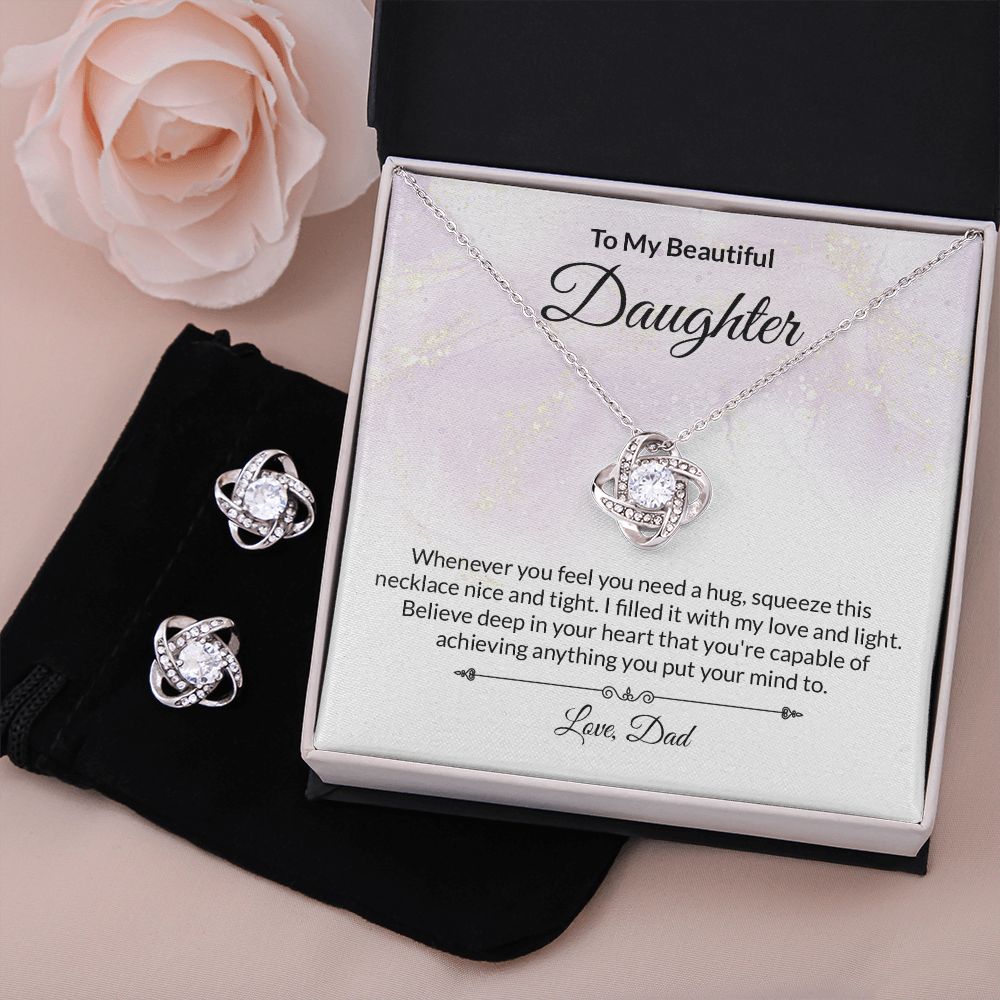 Daughter Knot Necklace and Earring Set-[Heartfelt Family Gift]