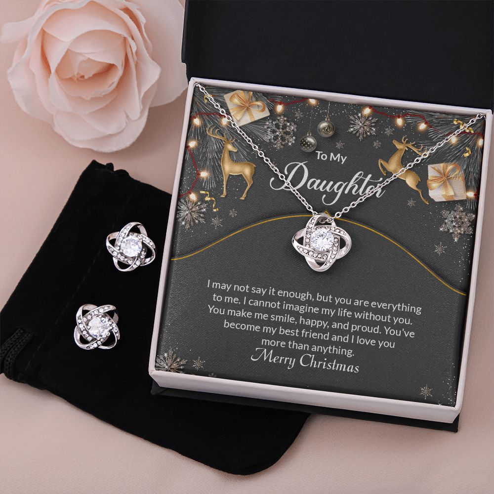 Daughter Knot Necklace and Earring Set-[Heartfelt Family Gift]