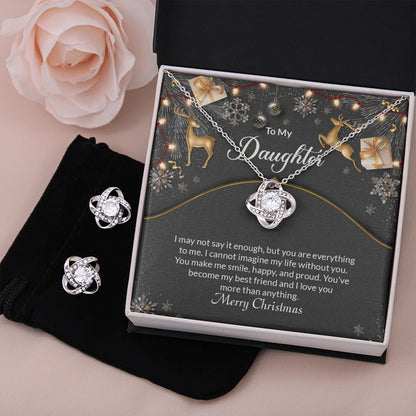 Daughter Knot Necklace and Earring Set-[Heartfelt Family Gift]