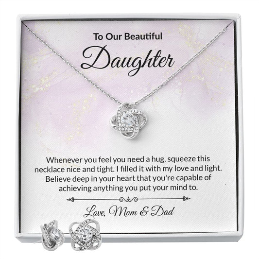 Daughter Knot Necklace and Earring Set-[Heartfelt Family Gift]