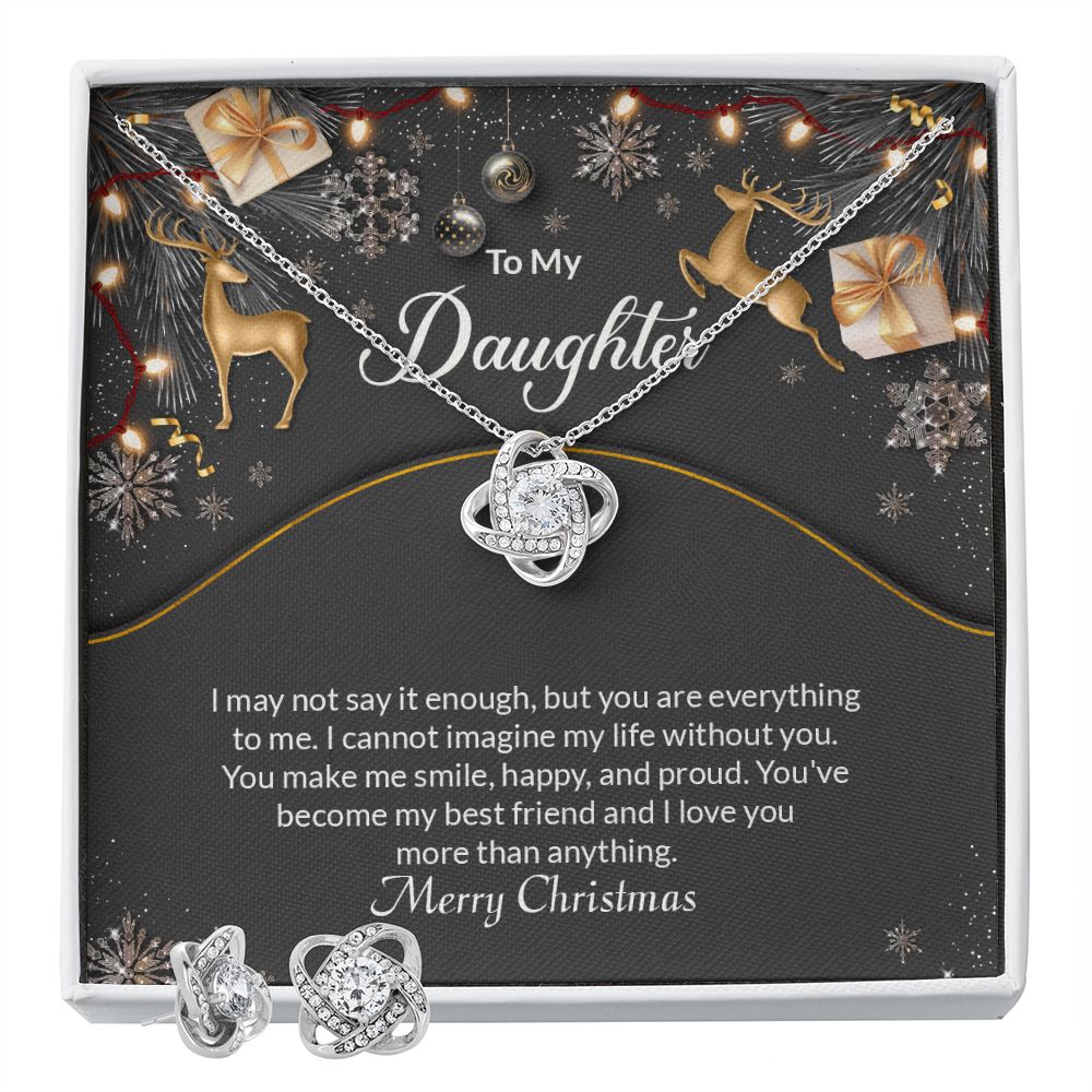 Daughter Knot Necklace and Earring Set-[Heartfelt Family Gift]
