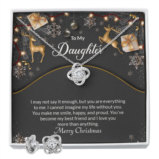 Daughter Knot Necklace and Earring Set-[Heartfelt Family Gift]
