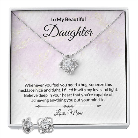 Daughter Knot Necklace and Earring Set-[Heartfelt Family Gift]