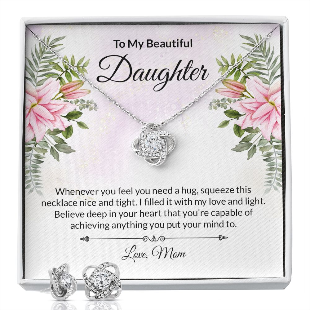 Daughter Lilies Knot Necklace and Earring Set-[Heartfelt Family Gift]