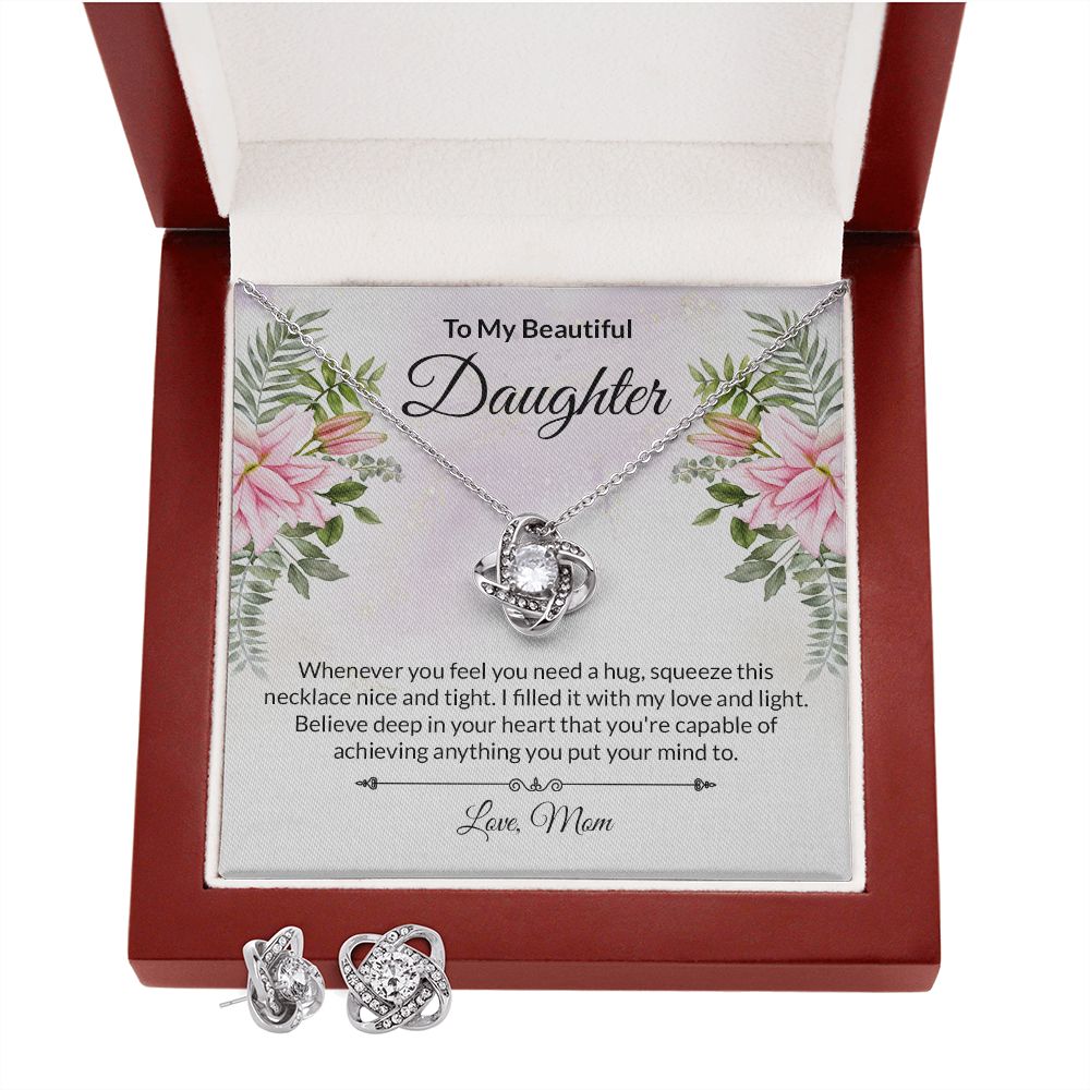 Daughter Lilies Knot Necklace and Earring Set-[Heartfelt Family Gift]
