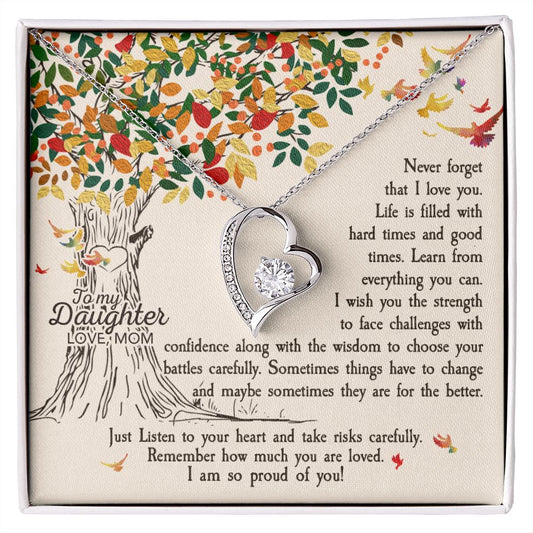 Daughter Never Forget That I Love You - Forever Love Heart Necklace-[Heartfelt Family Gift]