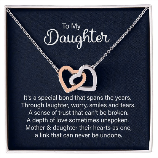 Daughter Special Bond Interlocking Heart Necklace Gift-[Heartfelt Family Gift]