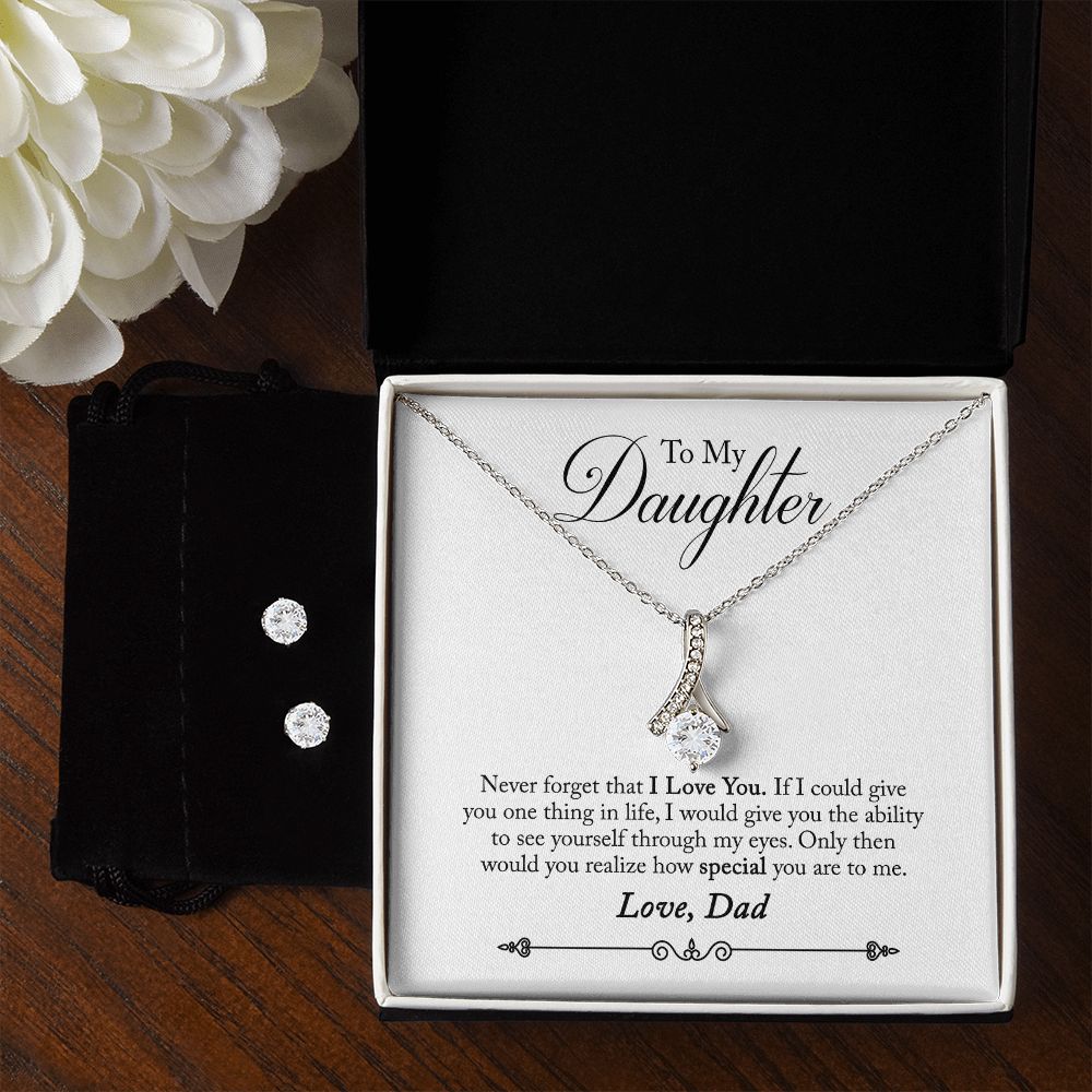 Daughter - Through My Eyes Alluring Beauty Necklace and Earring Set-[Heartfelt Family Gift]