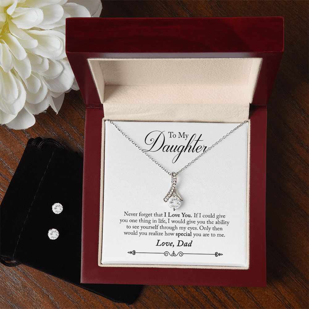Daughter - Through My Eyes Alluring Beauty Necklace and Earring Set-[Heartfelt Family Gift]