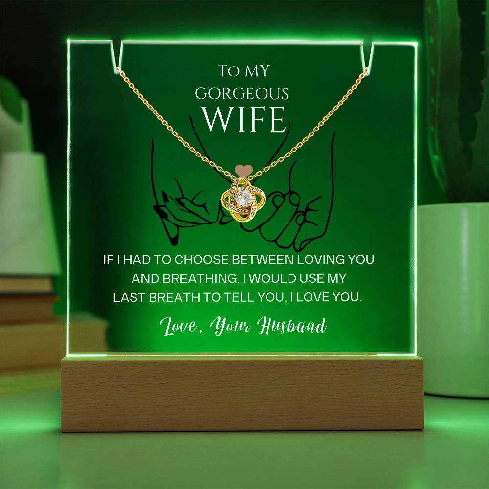 Wife Acrylic Love Knot necklace Gift Set-[Heartfelt Family Gift]