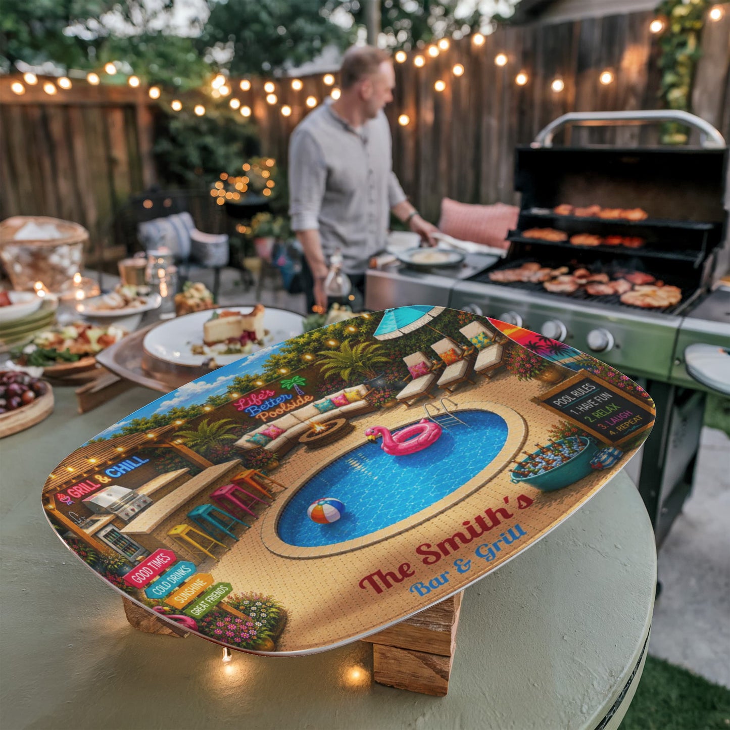 Personalized Backyard Pool & Patio Serving Tray