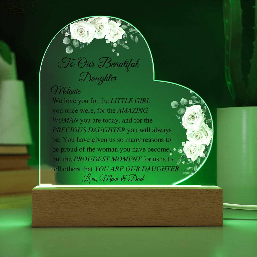 Daughter Acrylic Heart Plaque from Mom & Dad