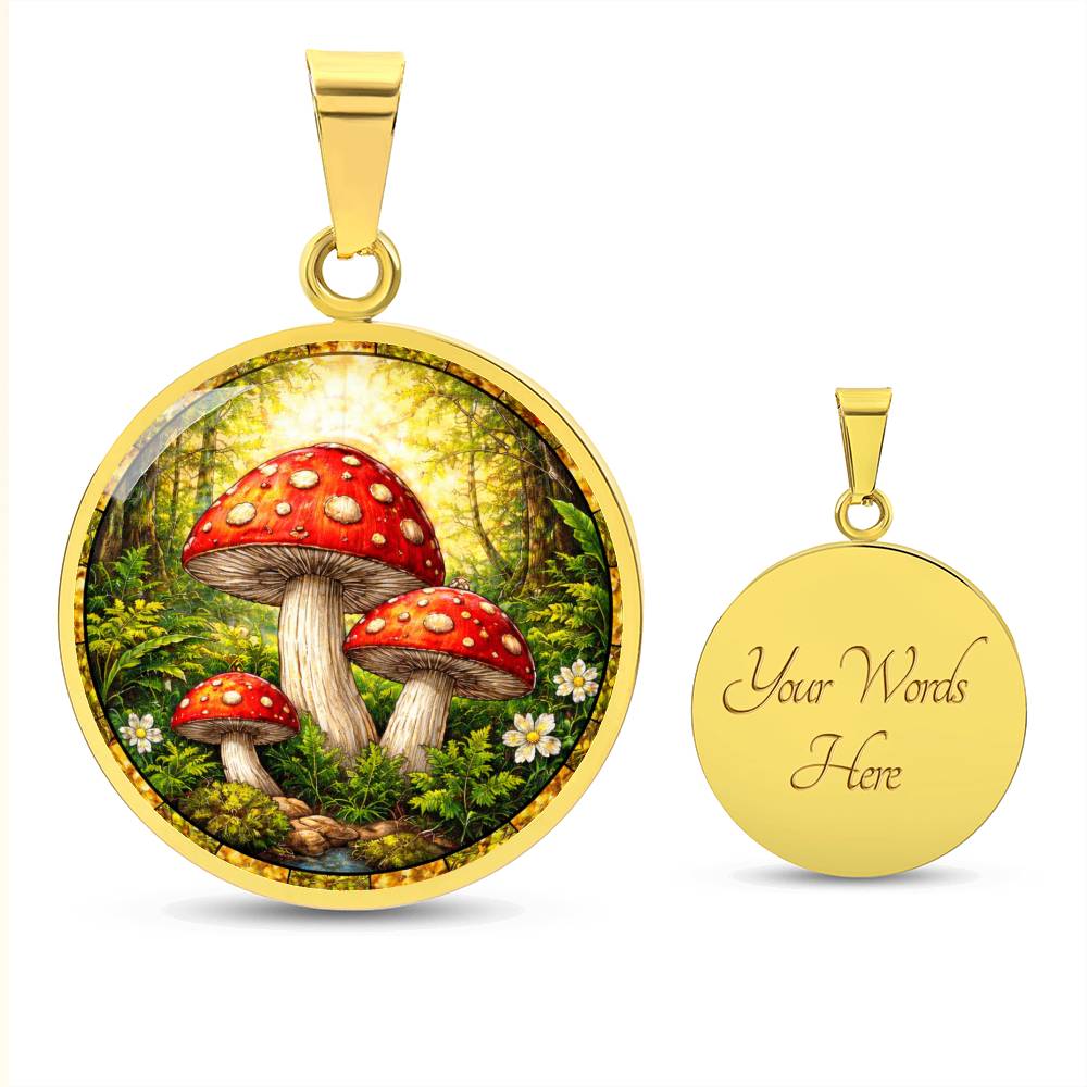 Mushroom Engraved Necklace Bracelet or Keychain