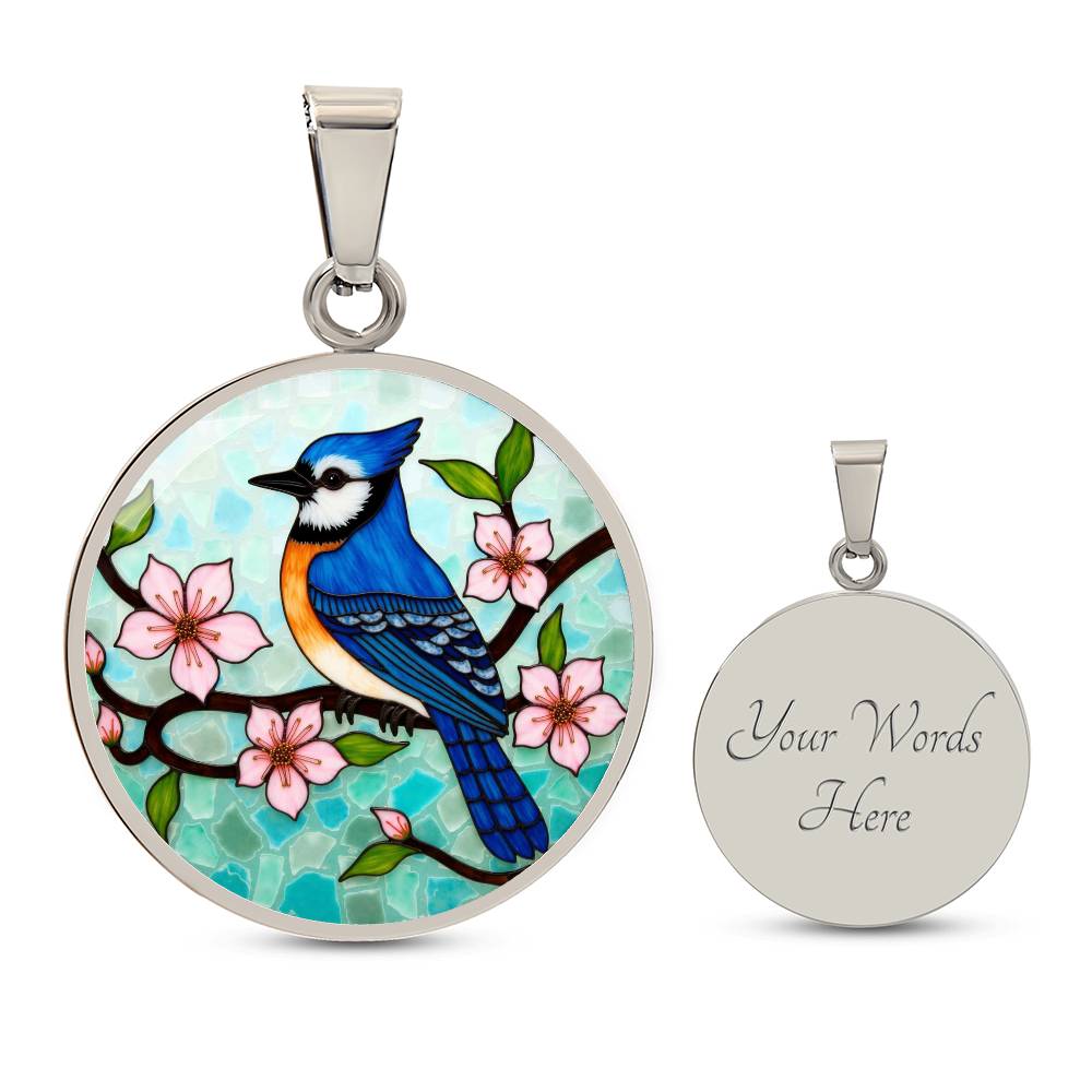 Bluebird Floral Necklace with Engraving