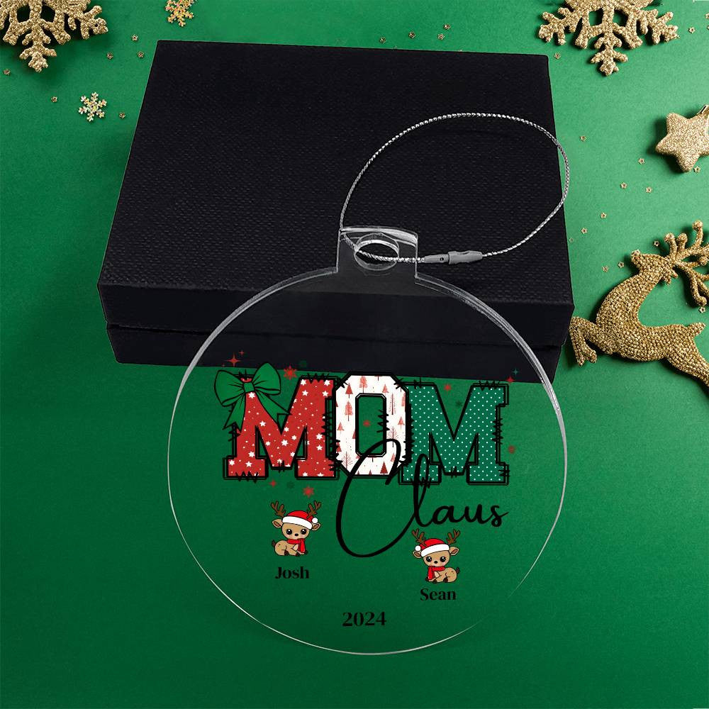 Mom Claus Acrylic Christmas Ornament-[Heartfelt Family Gift]