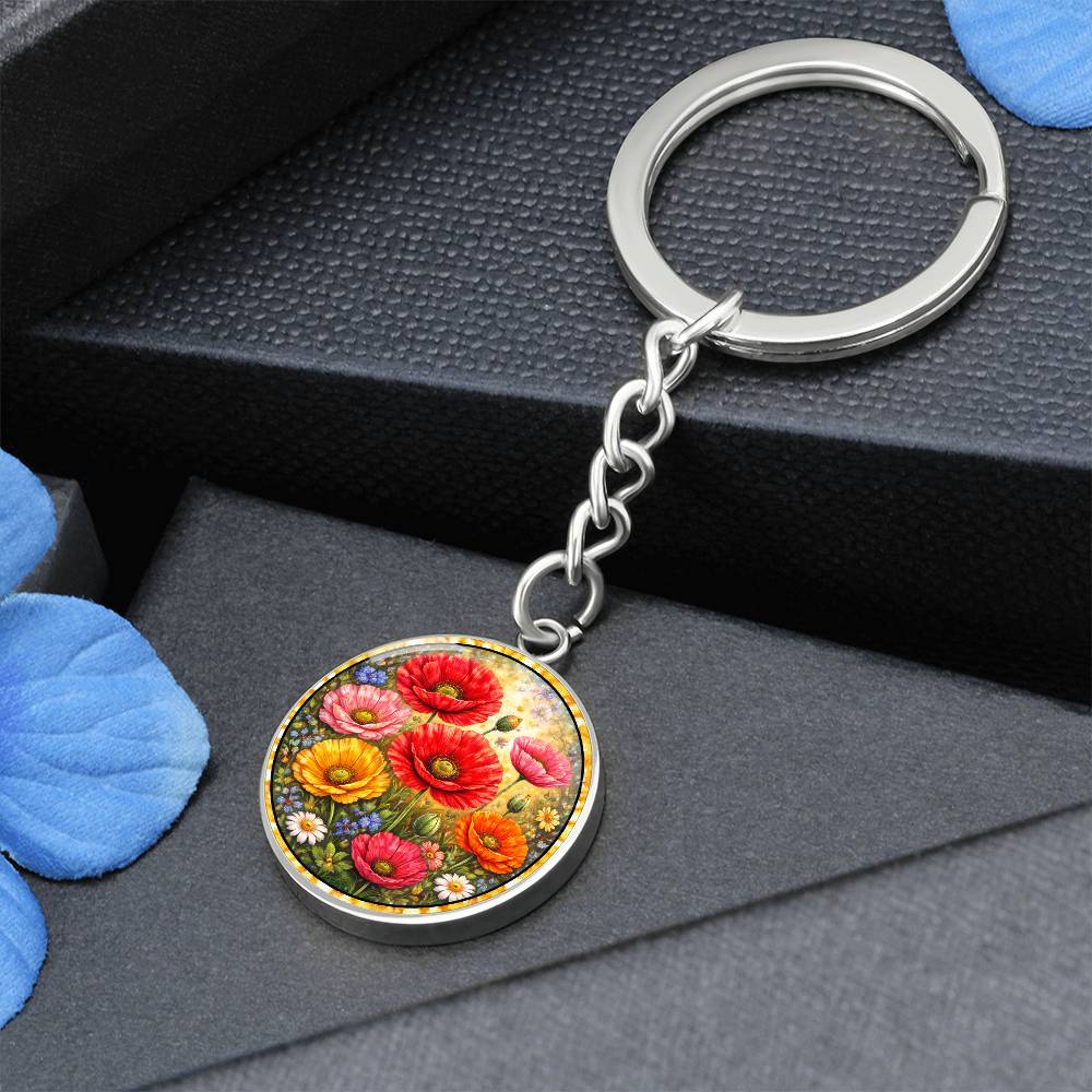 Personalized Peony Flowers Engraved Necklace Bracelet or Keychain