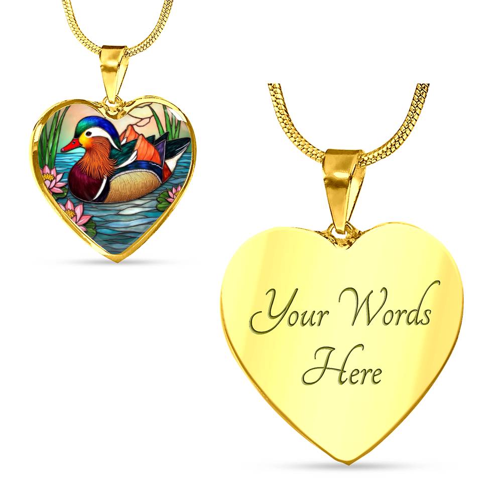 Lotus Mallard Duck Necklace with Engraving