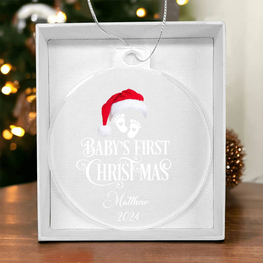Baby 1st Christmas Santa Hat Acrylic Ornament-[Heartfelt Family Gift]