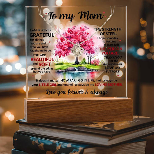 Mom Knot Necklace and Acrylic Gift Set-[Heartfelt Family Gift]