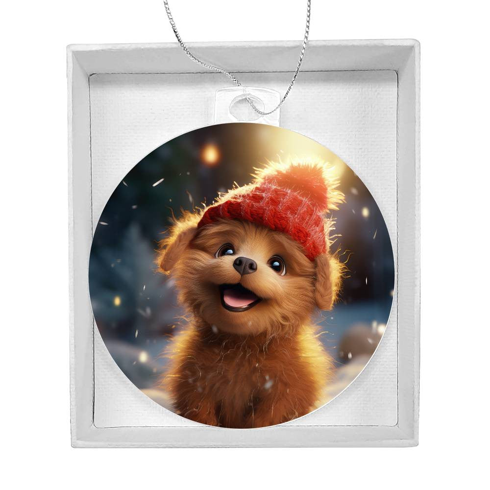 Cute Puppy Dog Acrylic Christmas Ornament-[Heartfelt Family Gift]