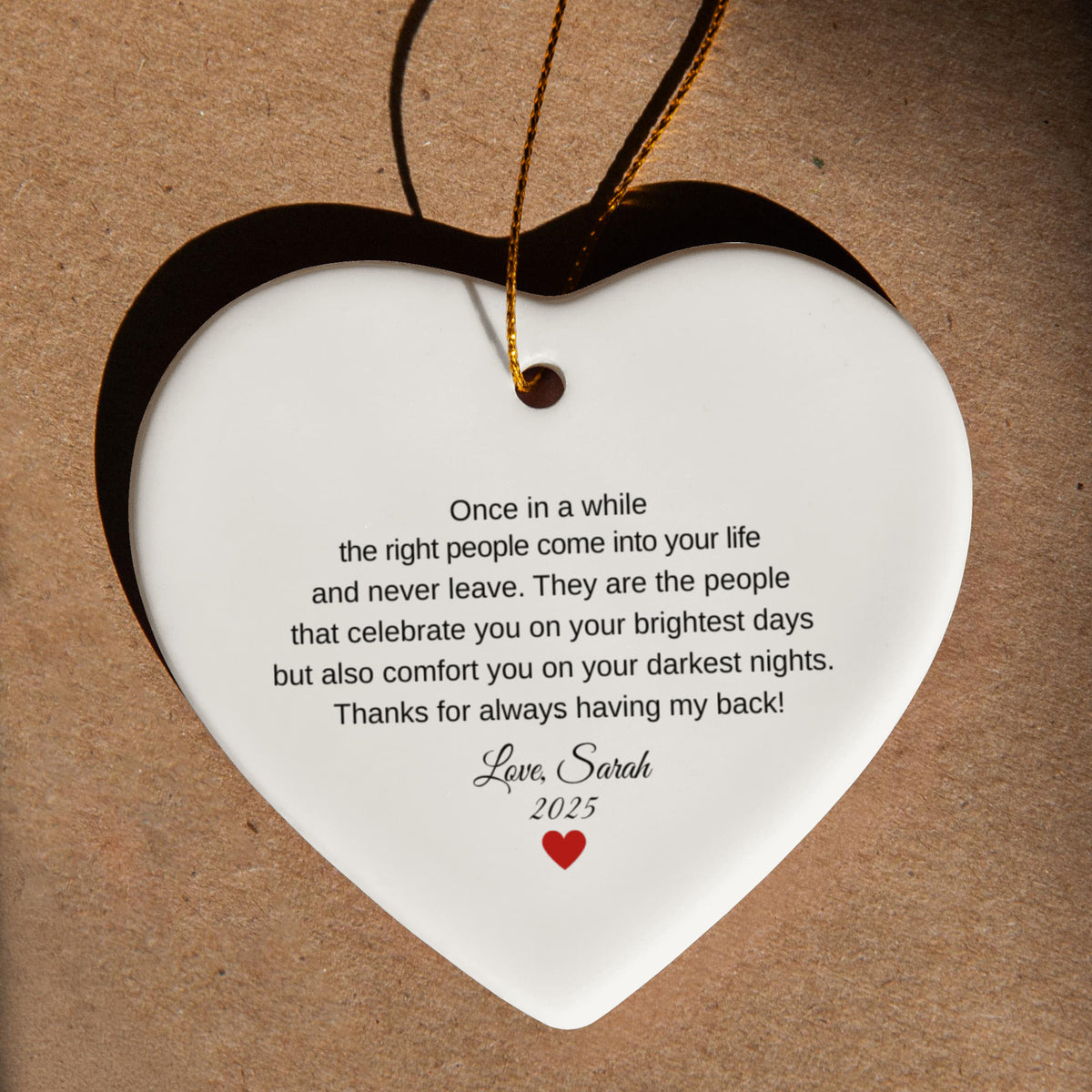 Friends Ceramic Heart Thank You Ornament
