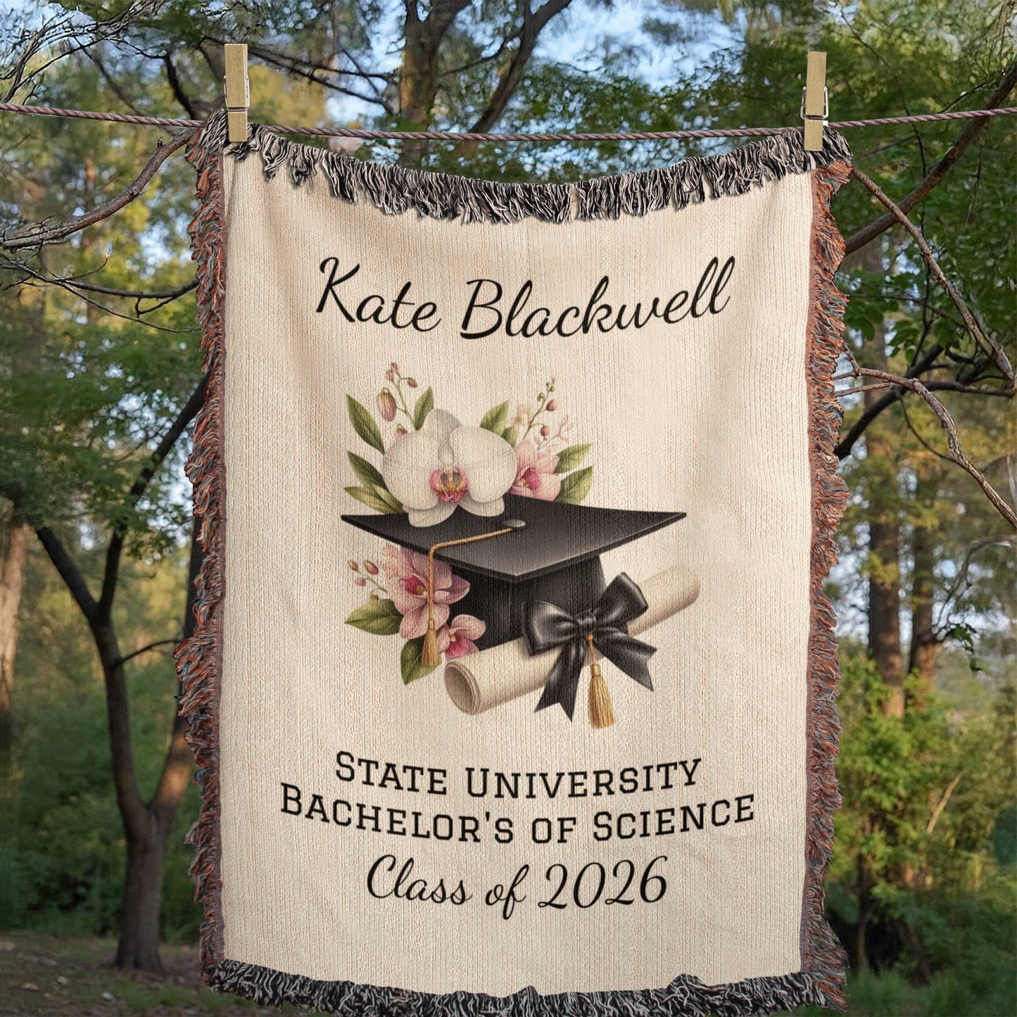College Graduation Throw Blanket, Class of 2026 Keepsake, Custom Graduate Blanket, Graduation Gift Idea