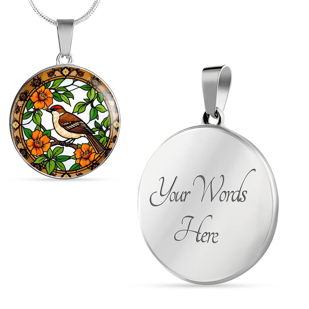 Robin Bird Pendant Necklace, Floral Design Jewelry, Nature Inspired Gift, Artful Bird Necklace, Gold Pendant with Bird Motif, Necklace Gift for Her
