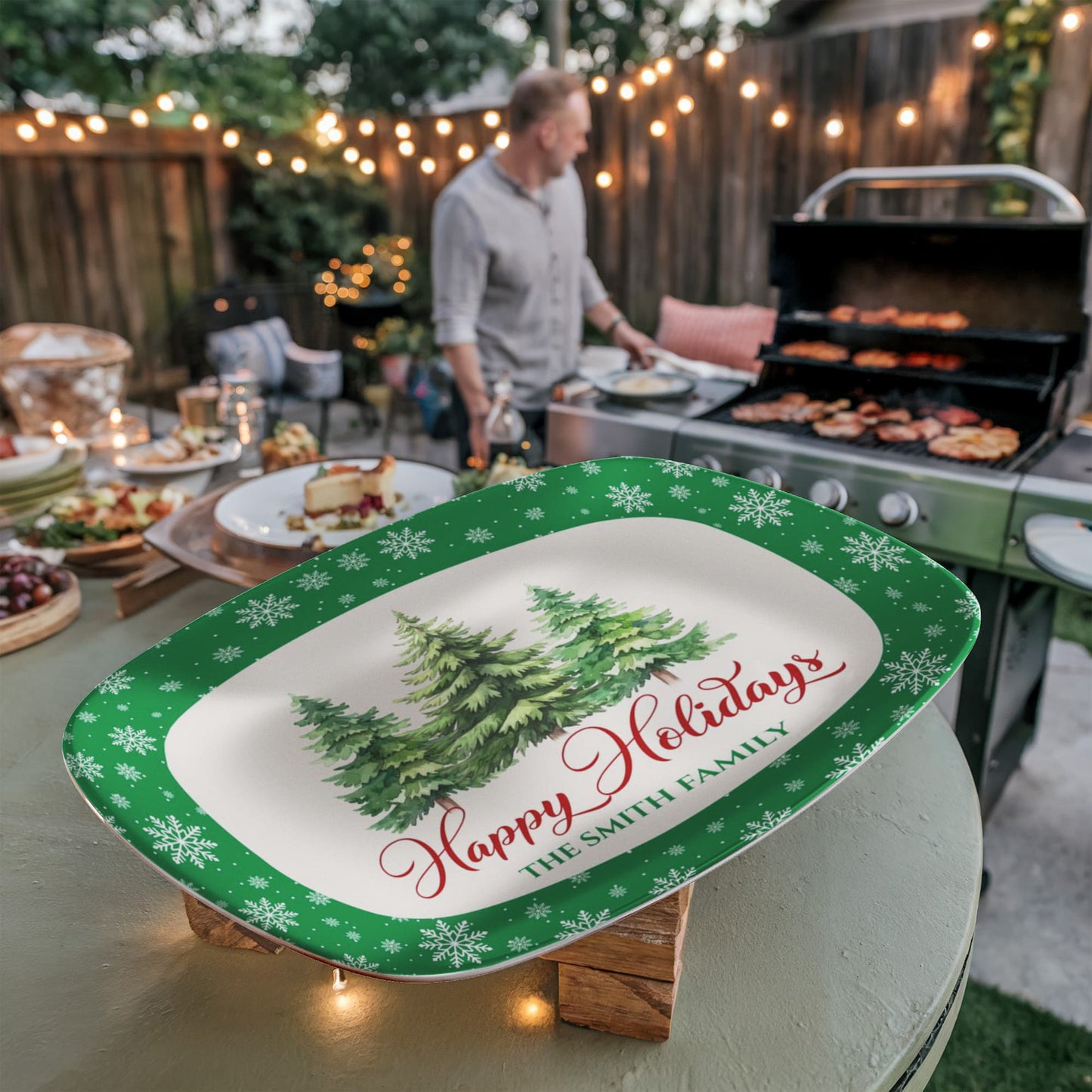 Personalized Family name Holiday Serving Tray 10”x14” Platter