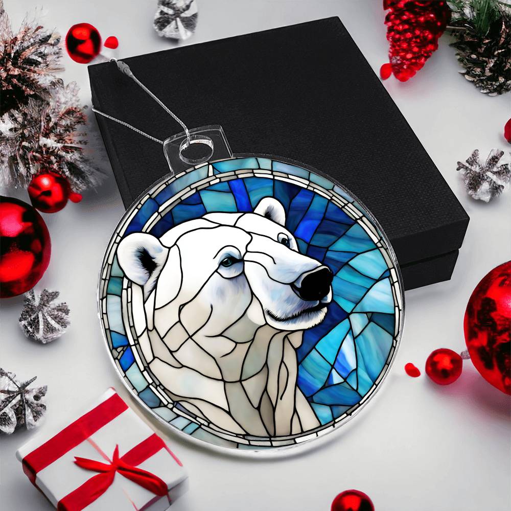 Polar Bear Stained Glass Ornament