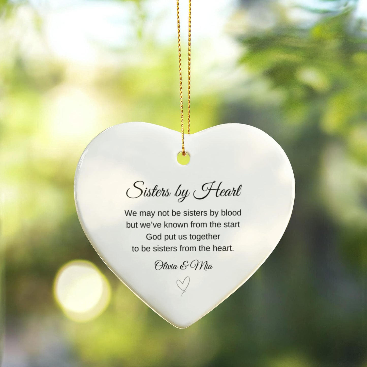 Sisters By Heart Ceramic Ornament