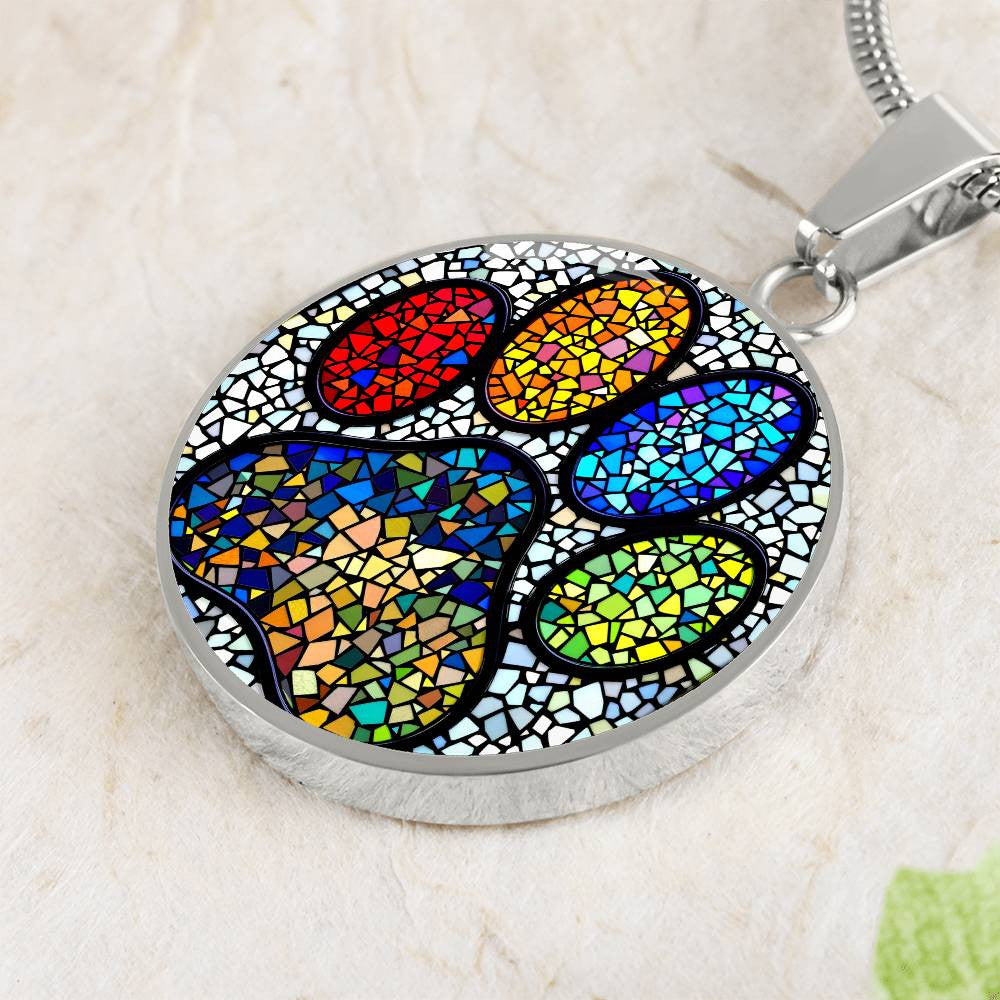 Paw Print Rainbow Bridge Pendant Necklace-[Heartfelt Family Gift]