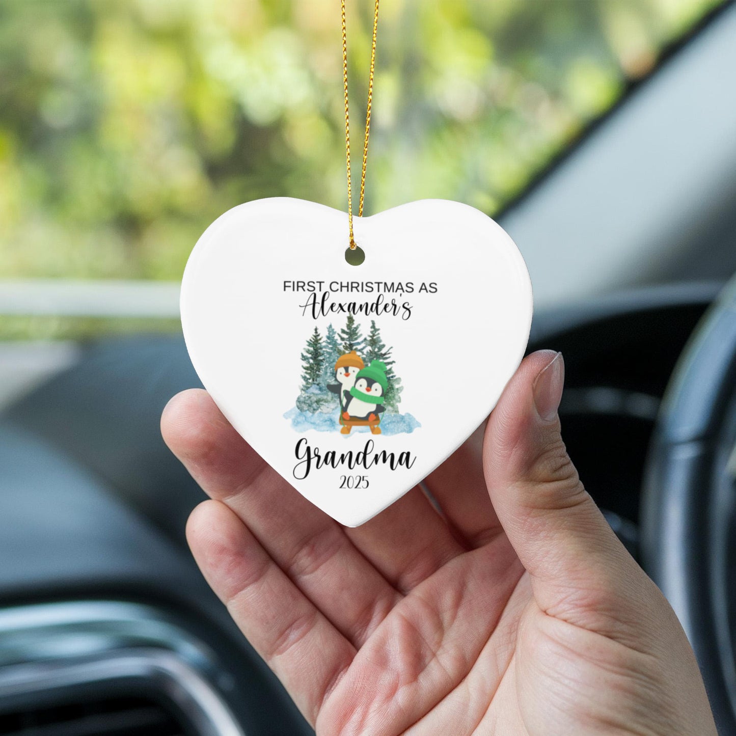 First Christmas As Grandma Heart Ornament