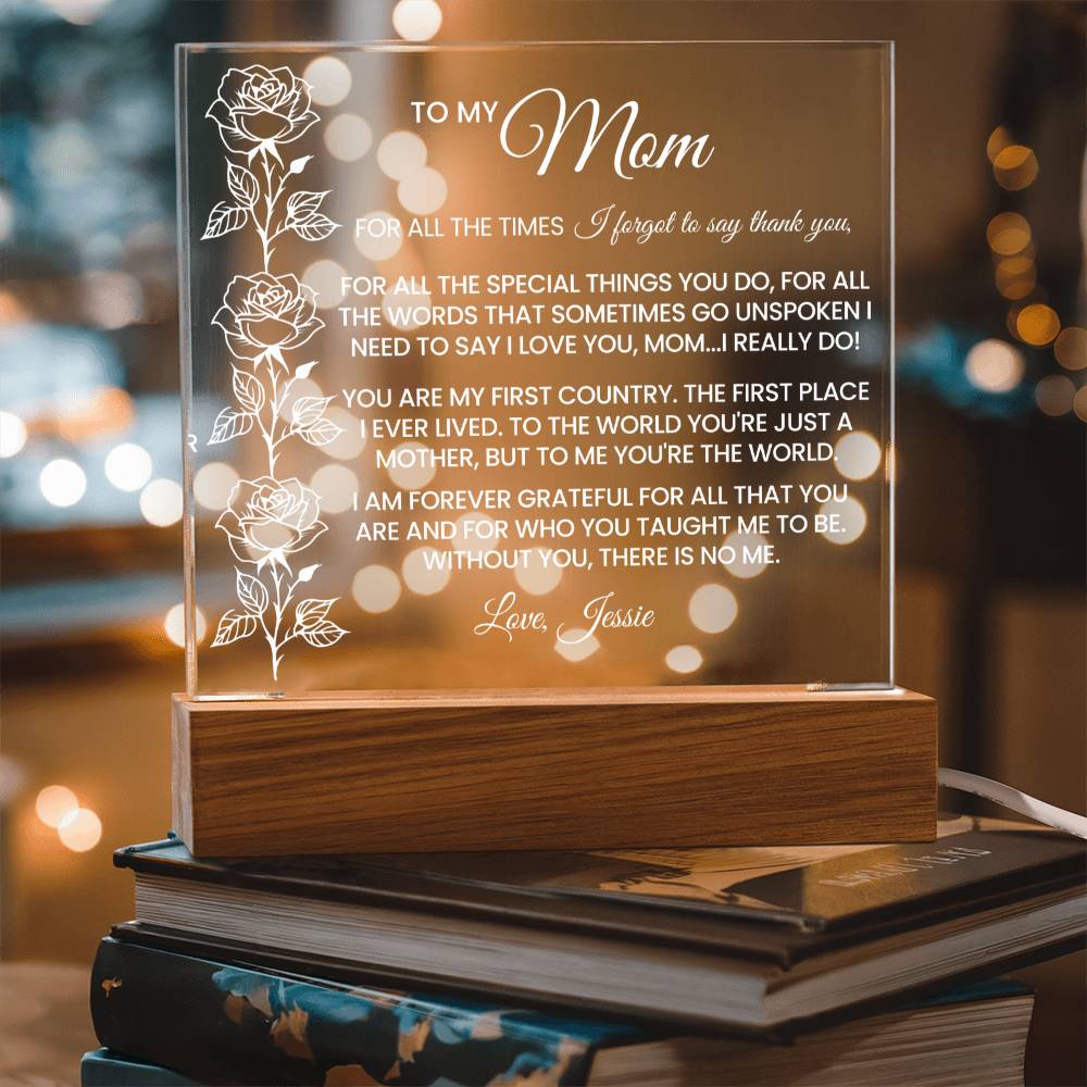 Mom Rose Plaque Gift
