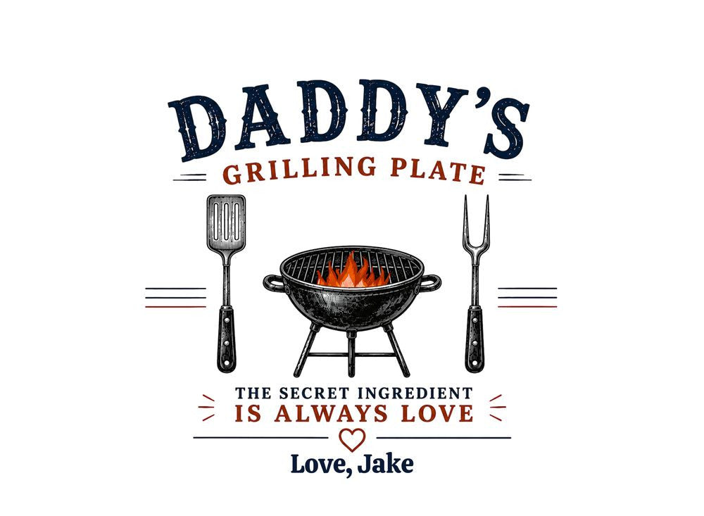 Personalized Dad Grilling Plate, Custom BBQ Gift, Father's Day Grill Platte from Kids, Gift for Grill Master
