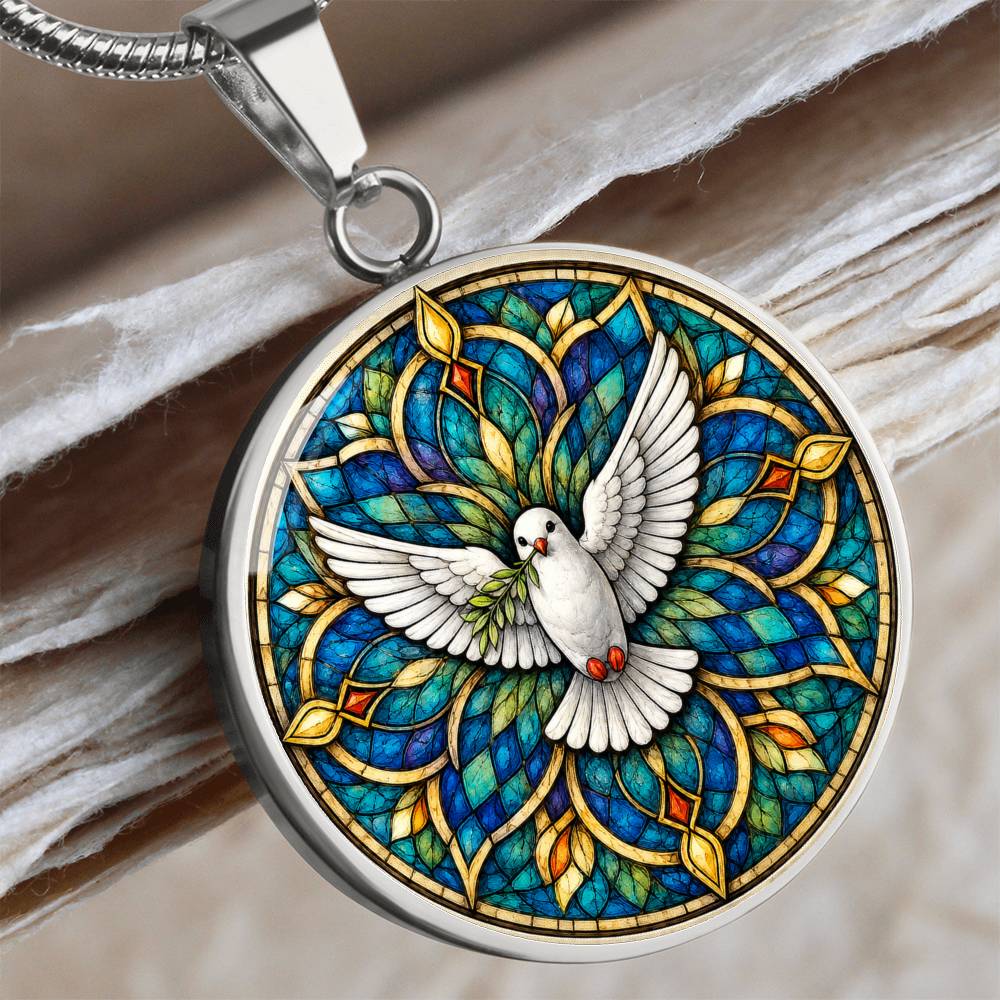 Dove Holy Cross Necklace, Personalized Spiritual Pendant, Memorial Jewelry, Religious Faith Gifts