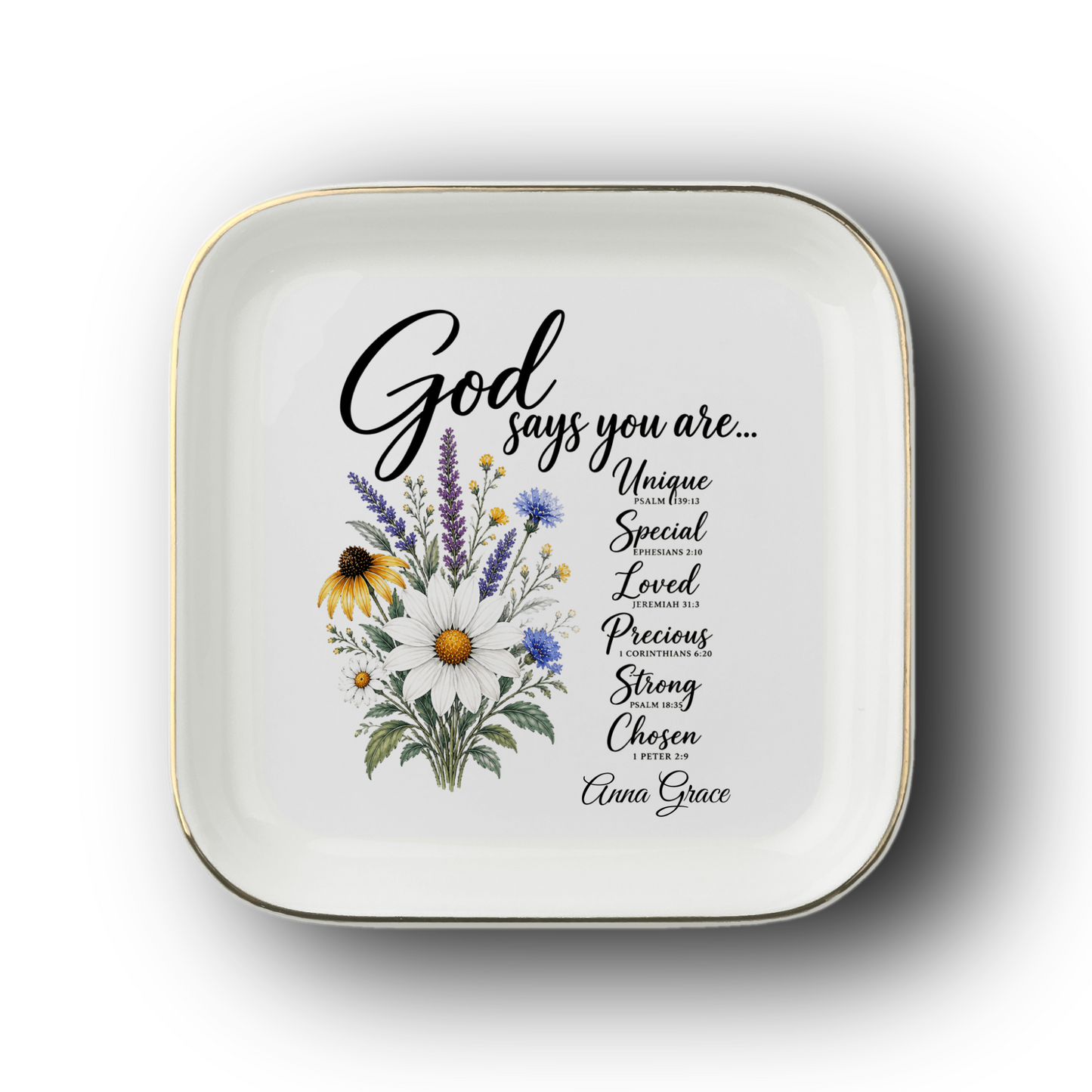 God Says You Are Bible Verse Jewelry Ring Trinket Tray