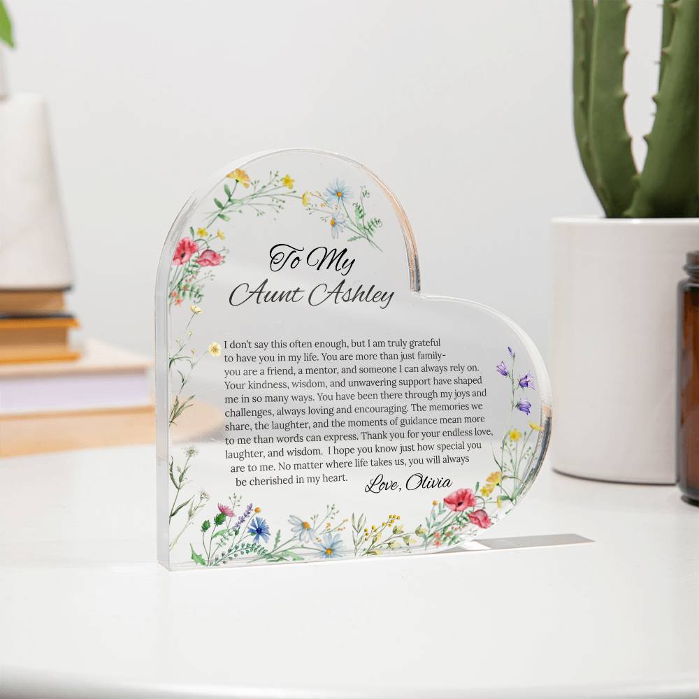 Copy Personalized Aunt Acrylic Heart Plaque