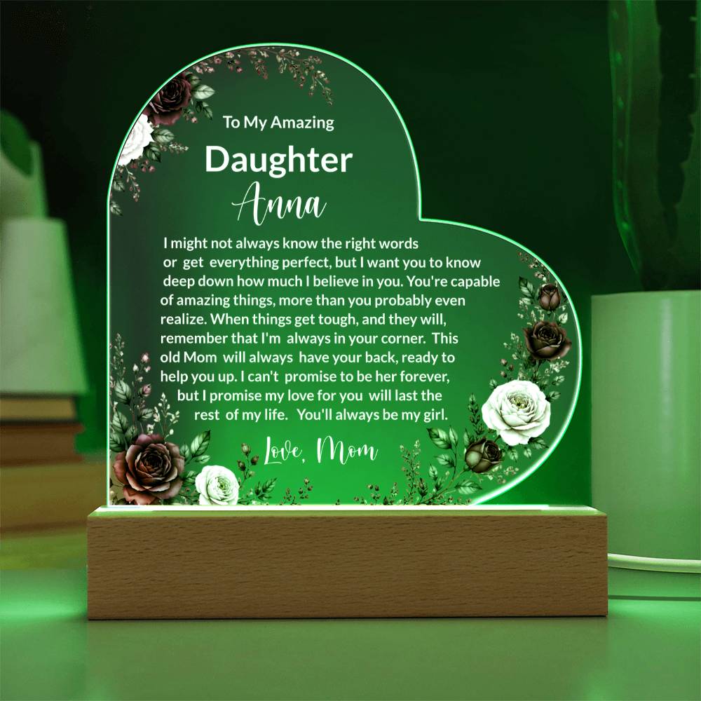 Daughter LED Acrylic Heart Plaque Gift