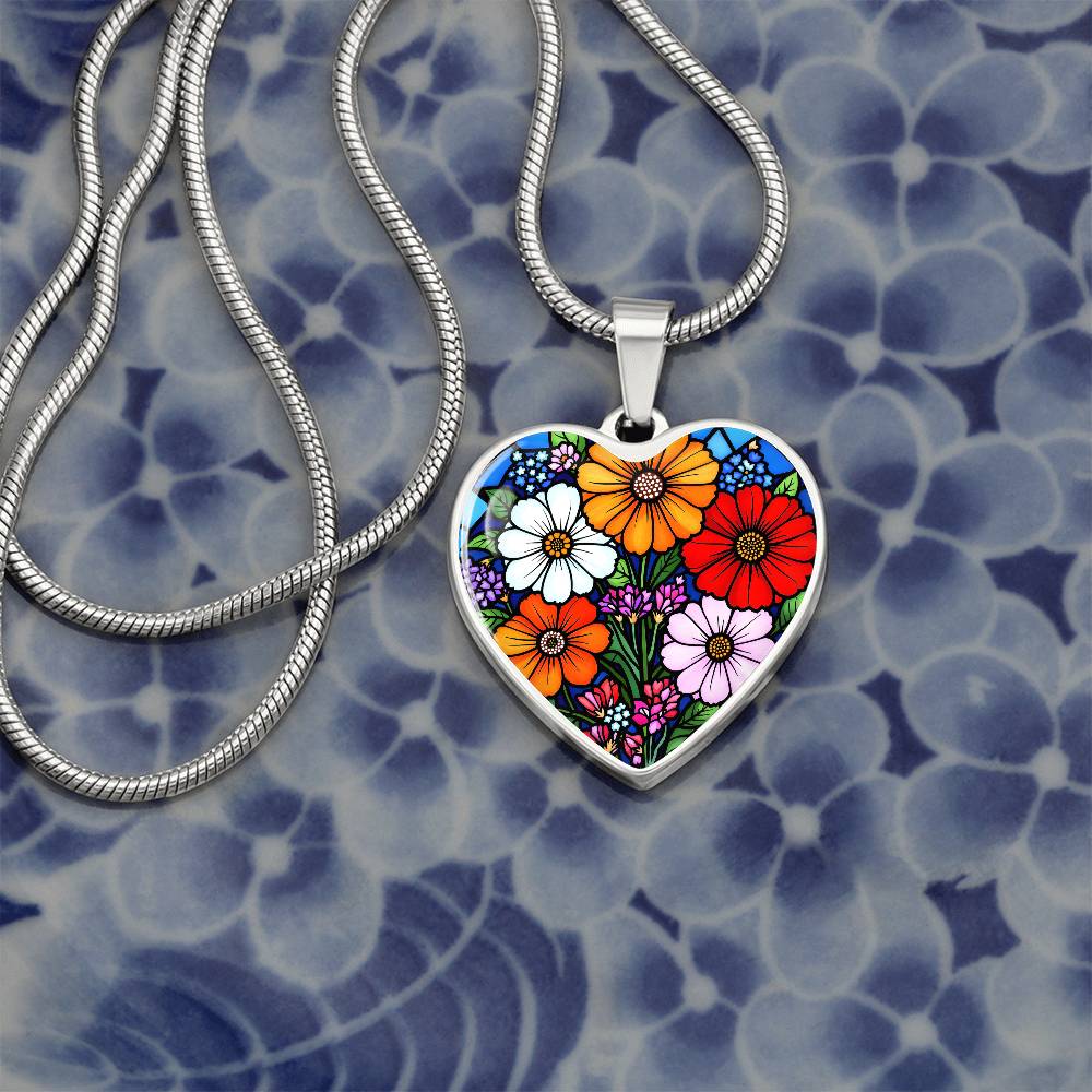 Floral Necklace with Engraving