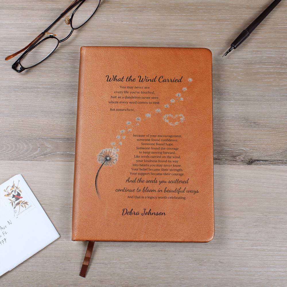 What The Wind Carried Dandelion Thank You Journal Gift